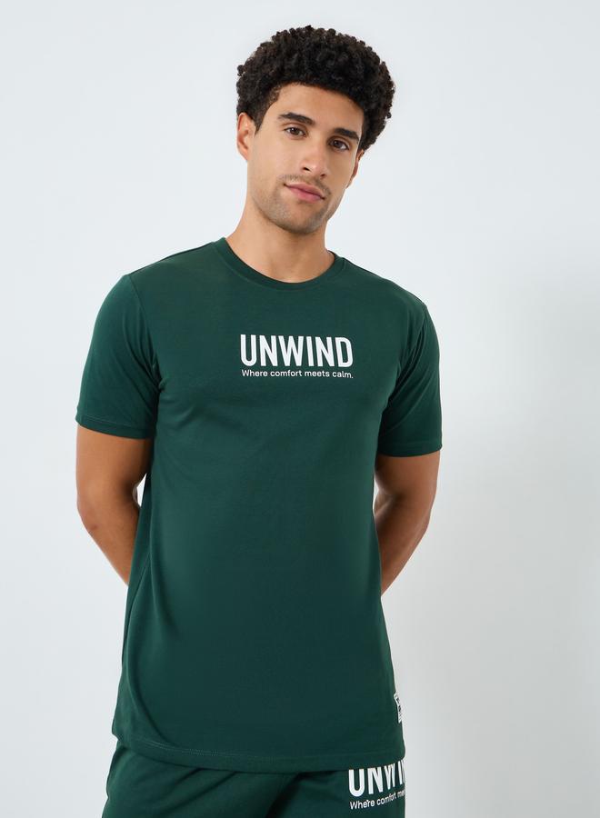 Styli Men Slogan Print Cotton T-Shirt and Shorts Set - Image 2